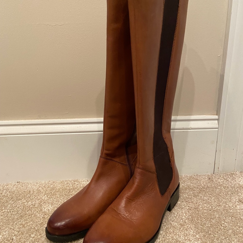 Aldo leather stretch flat tall knee boots 8.5